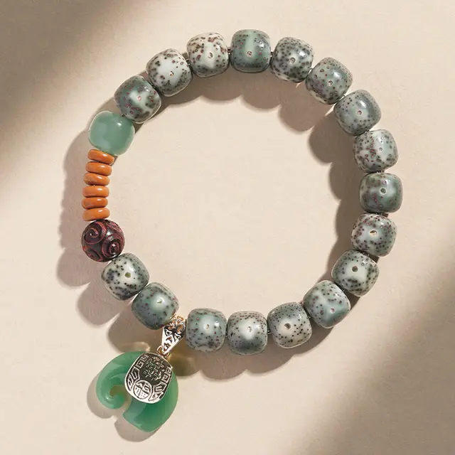 Women's versatile jade green star moon bodhi bracelet Dyed Autumn - Shop at LoveMi