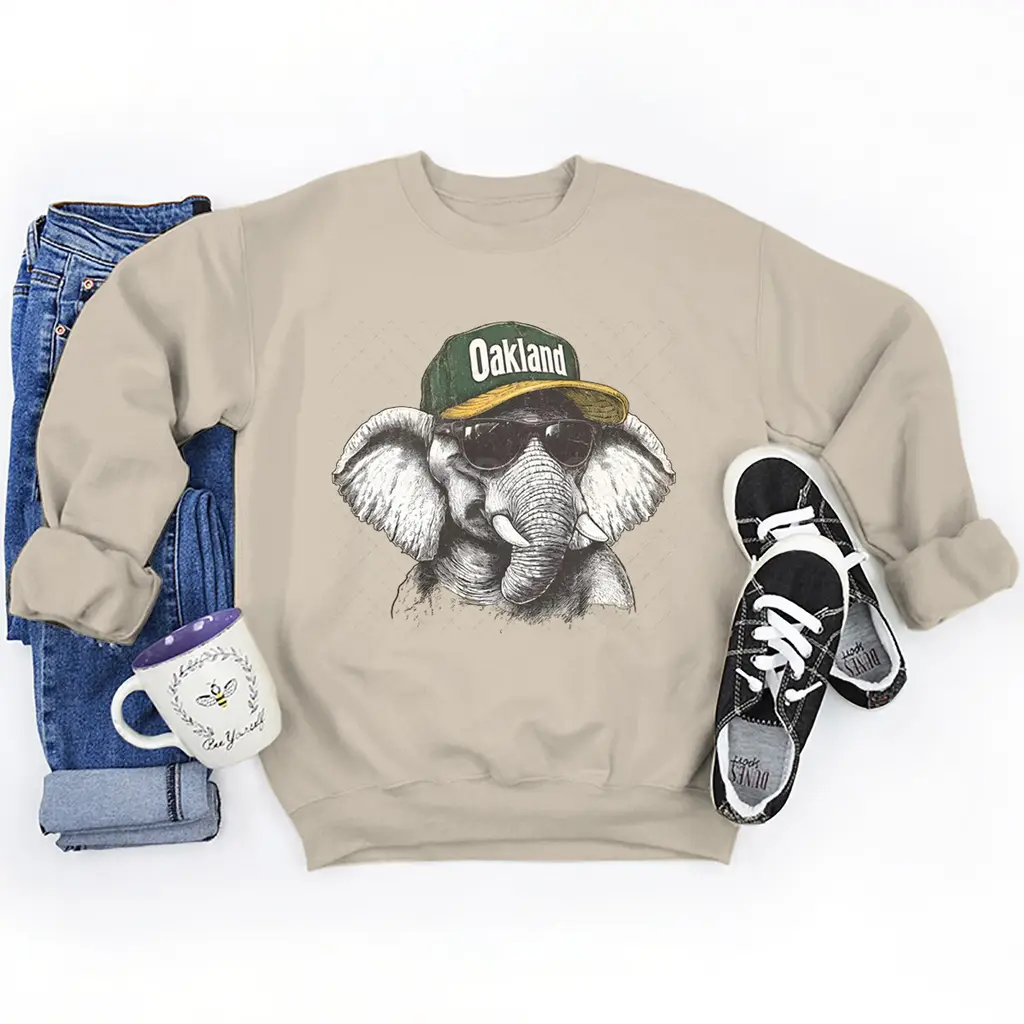 Animal Personality Sweater Fleece-lined Casual - Khaki 13