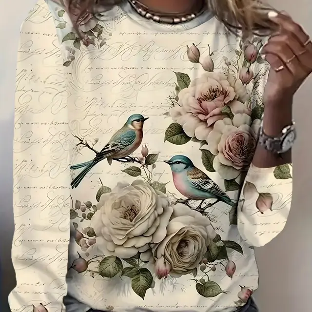 Adult Lady Like Woman Style Floral Socialite Loose Women's Top White - Shop at LoveMi