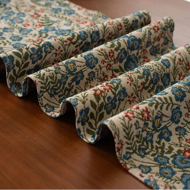 Rhyme Nordic Jacquard Bouquet Table Flag Tassel Tea Table Mat Dinner Flag Blue Flower - Shop at LoveMi