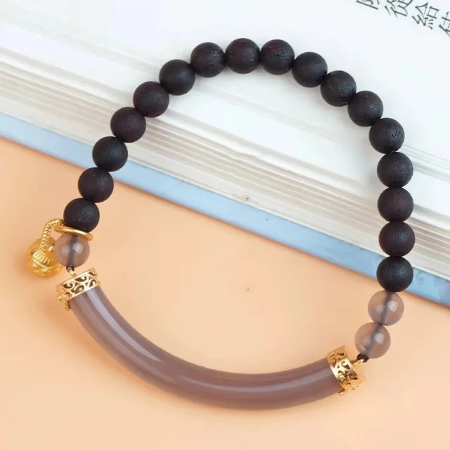 Sandalwood Smoke Purple Agate Double Bracelet Really Fragrant Style - Shop at LoveMi