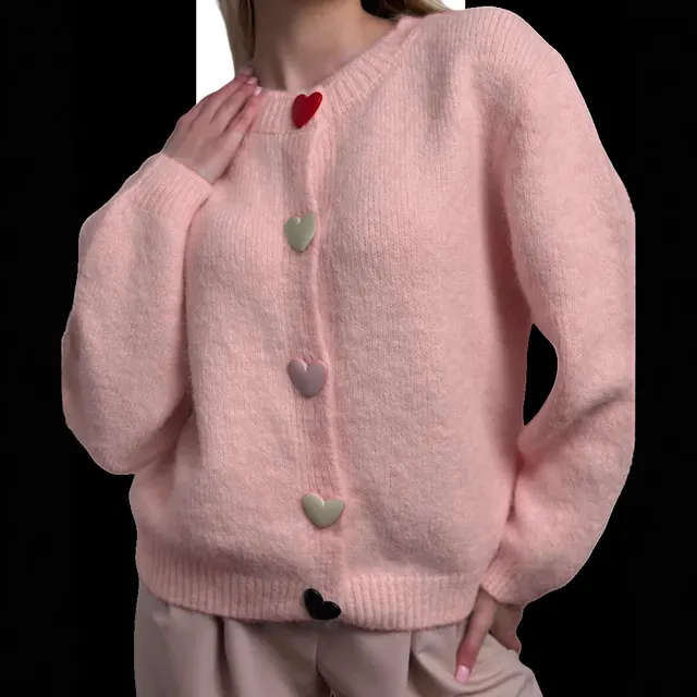 High grade Idle Style Loose Crew Neck Coat Pink - Shop at LoveMi