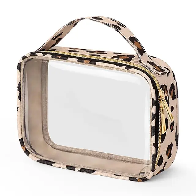 Transparent Lipstick Storage Portable Wash Bag Leopard Print - Shop at LoveMi