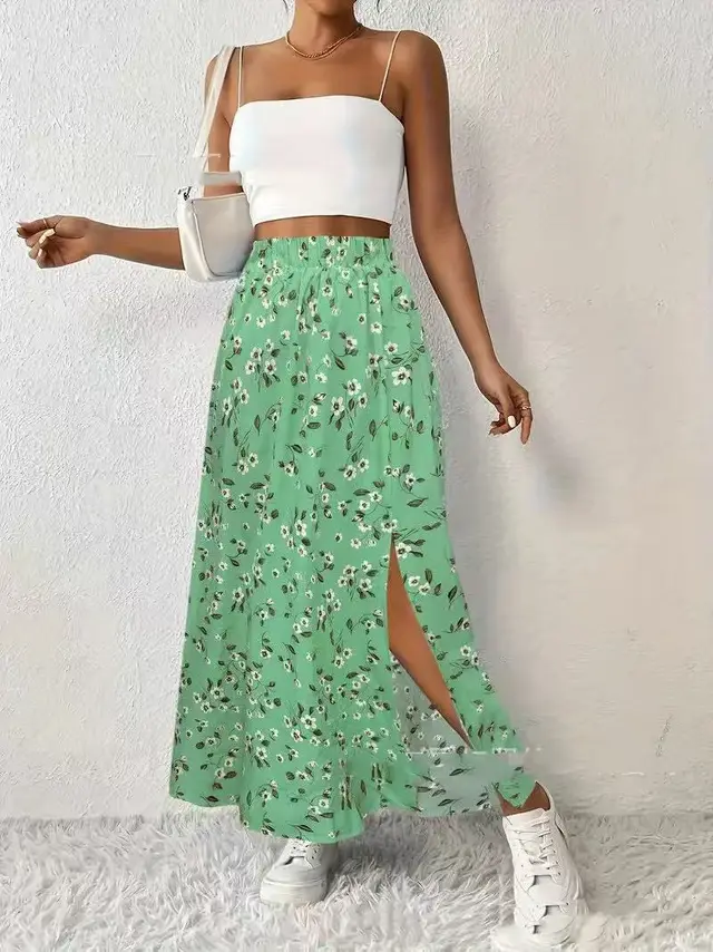 Women's Fashionable With Side slit Printed Skirt Style4 - Shop at LoveMi