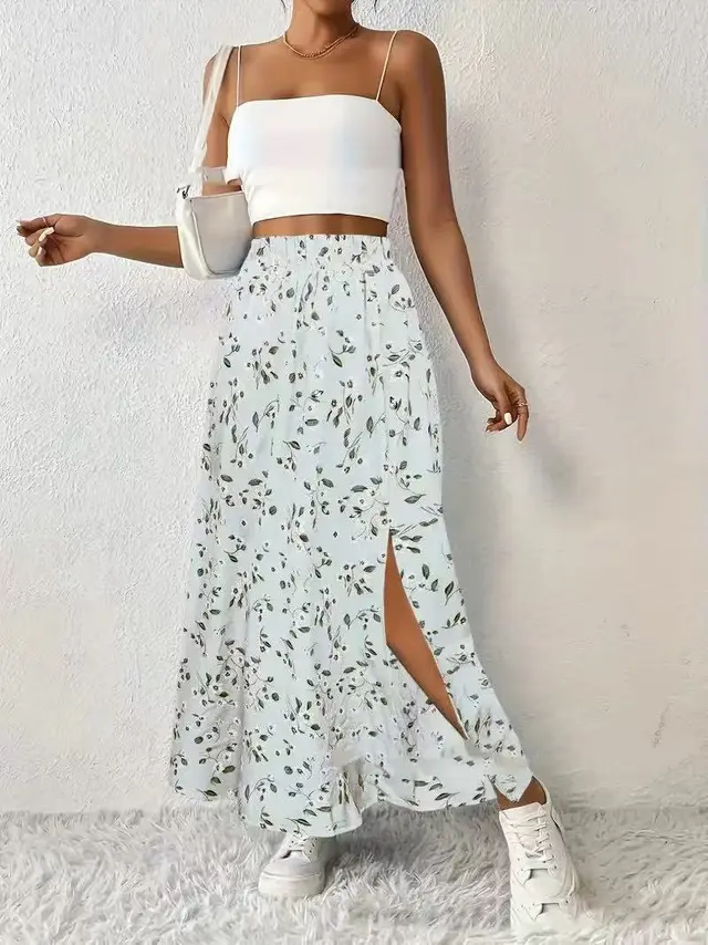 Women's Fashionable With Side slit Printed Skirt Style7 - Shop at LoveMi
