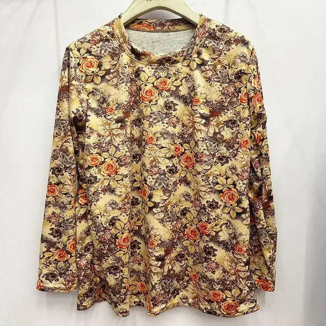 Skin friendly Cotton Printed Long Sleeve Western Style Youthful looking Loose Top Color 18 - Shop at LoveMi