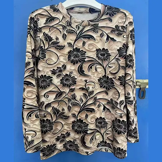 Skin friendly Cotton Printed Long Sleeve Western Style Youthful looking Loose Top Color 19 - Shop at LoveMi