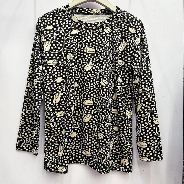 Skin friendly Cotton Printed Long Sleeve Western Style Youthful looking Loose Top Color 9 - Shop at LoveMi
