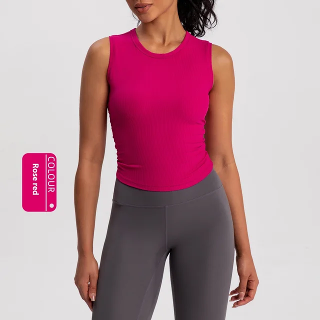 Women's Outer Wear Fold Movement Vest Rose Red - Shop at LoveMi