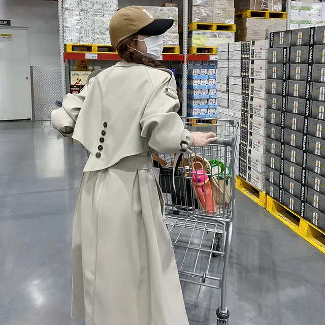Spring And Autumn New Long Sleeve Trench Coat Women Gray Apricot - Shop at LoveMi
