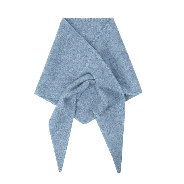Autumn And Winter Clip Flower Wool Knitted Triangular Binder Shawl Scarf Blue - Shop at LoveMi