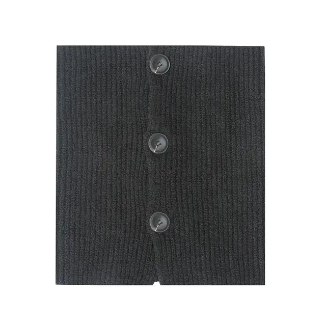 European And American Autumn And Winter Button Clip Flower Wool Knitted Scarf Black - Shop at LoveMi