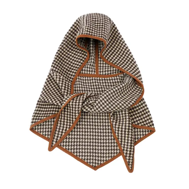 Women's Brown Houndstooth Small Cape And Shawl Brown - Shop at LoveMi