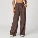 Track Sweatpants Loose High Waist Straight Casual Pants - Brown