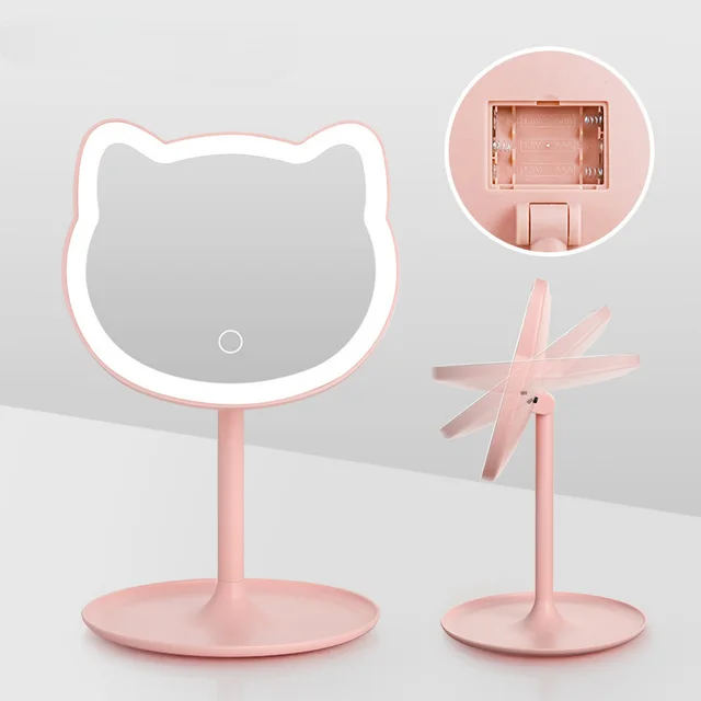 Makeup Beauty Mirror Fill Light Rechargeable Dormitory Students Pink - Shop at LoveMi