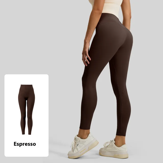 No Embarrassment Line Peach Hip Raise Yoga High Waist Belly Contracting Exercise Nude Feel Leggings Distilled Coffee - Shop at LoveMi