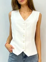 Outer Wear Button Solid Color European And American Breathable Top - White