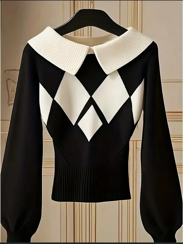 Women's Chic Sweater Elegant Pullover With Long Flowing Lines Black - Shop at LoveMi