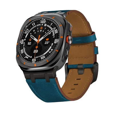 Crazy Horse Leather Top Layer Leather Strap Blue Black Buttons - Shop at LoveMi