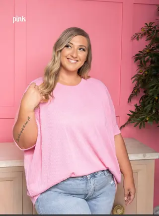 Women's Plus Size Casual Baggy Fashion Top - Pink
