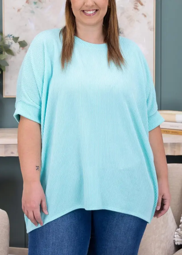 Women's Plus Size Casual Baggy Fashion Top Sky Blue - Shop at LoveMi
