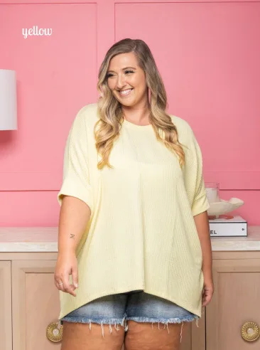 Women's Plus Size Casual Baggy Fashion Top Yellow - Shop at LoveMi