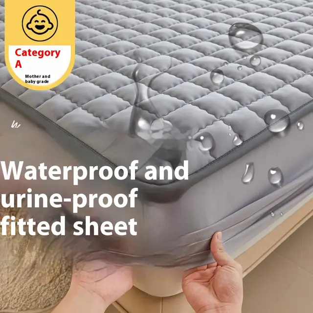 Class A Maternal And Child Grade Waterproof To Prevent Leakage Of Urine Fitted Sheet Sky Gray - Shop at LoveMi