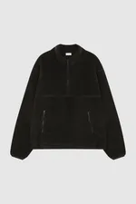 Wool Polar Fleece Casual Stand Collar Turtleneck Sweater - Brown