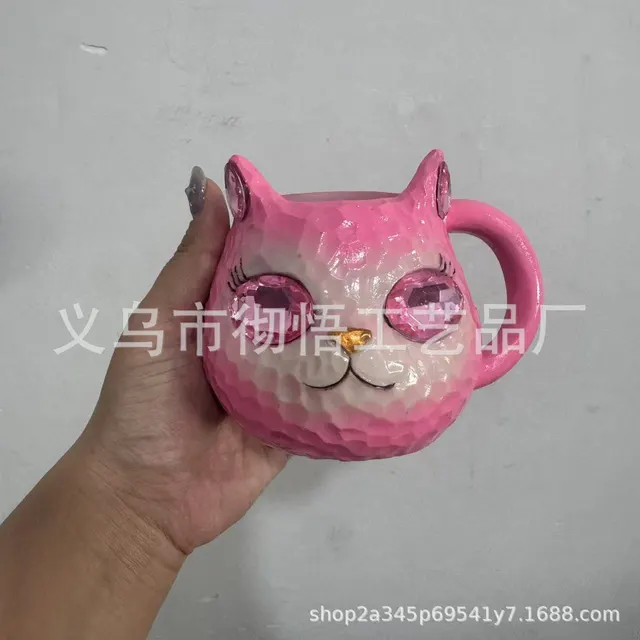 Crystal Earth Cat Cup Resin Crafts Design Cat Cup Pink - Shop at LoveMi