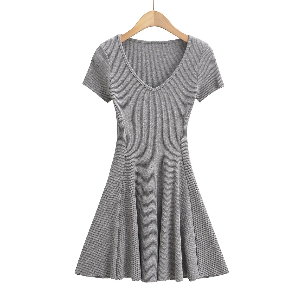 Waist-tight French Slim-fit Knitted Elegant Tight Waist Dress - Grey