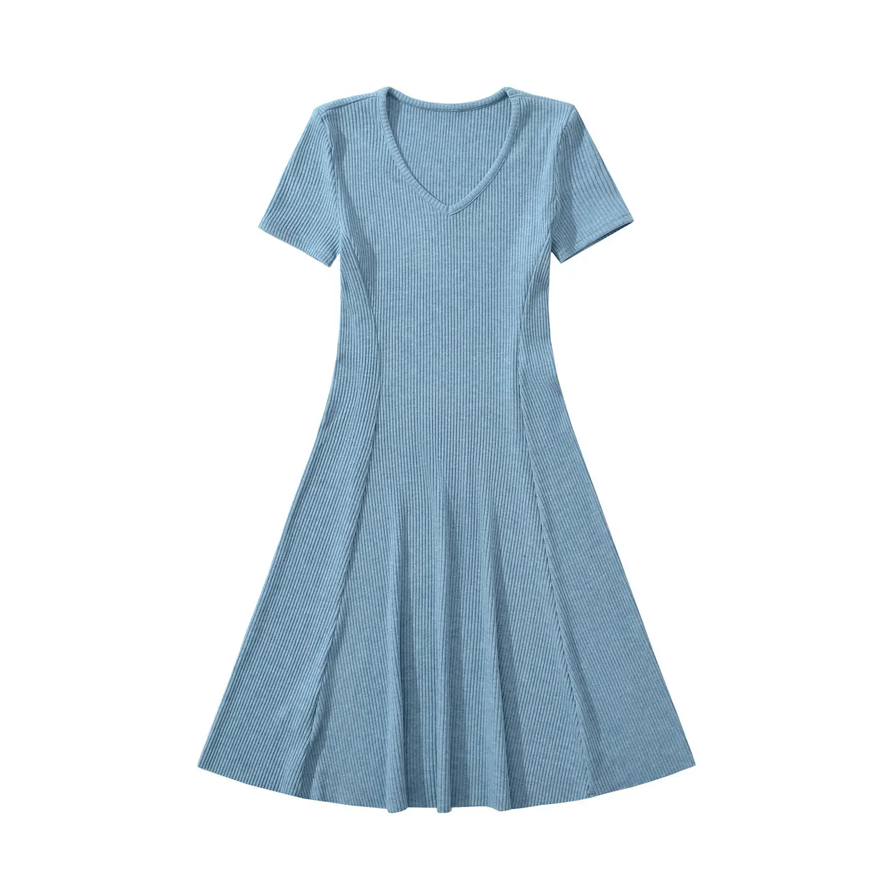 Waist-tight French Slim-fit Knitted Elegant Tight Waist Dress - Haze Blue