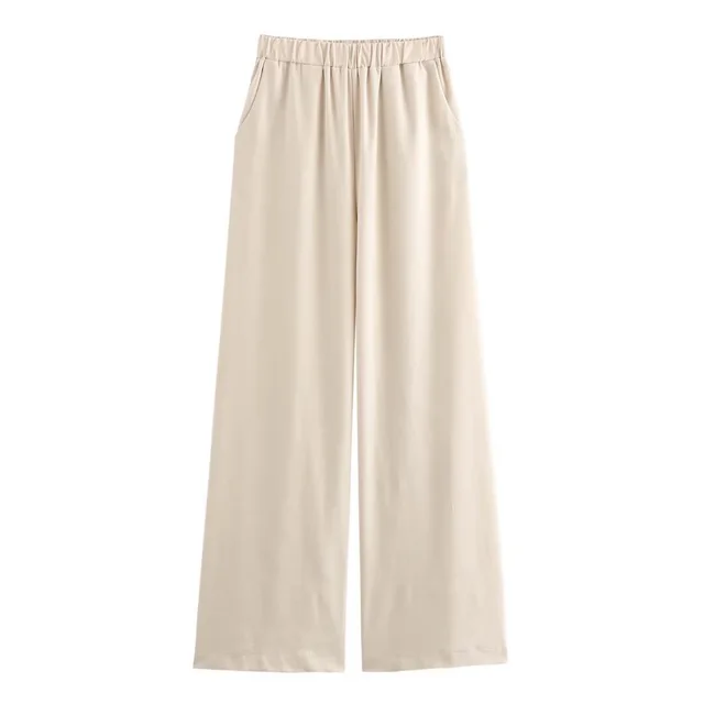 Women's Linen Halter Lace up Top Vest Elastic Waist Wide Leg Trousers Suit Khaki Pants - Shop at LoveMi