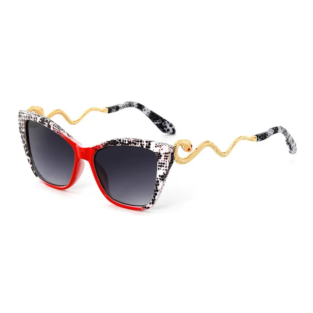 Retro Snake Temple Metal Cat Eye Party Sunglasses Black Gold - Shop at LoveMi