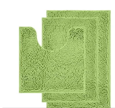 Chenille Long Hair Bathroom Toilet U shaped Three piece Carpet Fruit Green - Shop at LoveMi