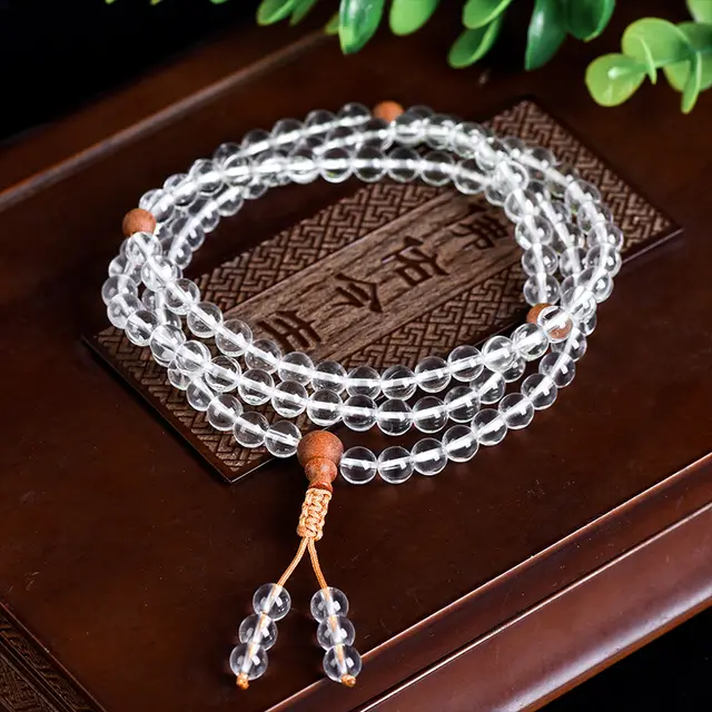 Natural White Crystal 108 Beads Advanced Bracelet Multi circle Original Mining Area White Crystal 108 Tablets - Shop at LoveMi