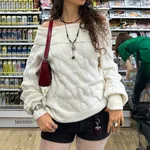 Simple Fashion Shoulder-baring Sweater Woolen For Women - White