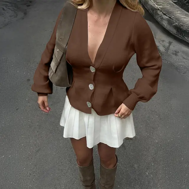Fashionable Elegant Vest Sweater Woolen Women Brown - Shop at LoveMi