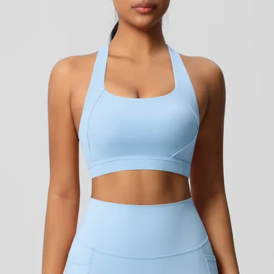 Women's Solid Color Casual Brushed Vest Sports Underwear Sky Blue - Shop at LoveMi