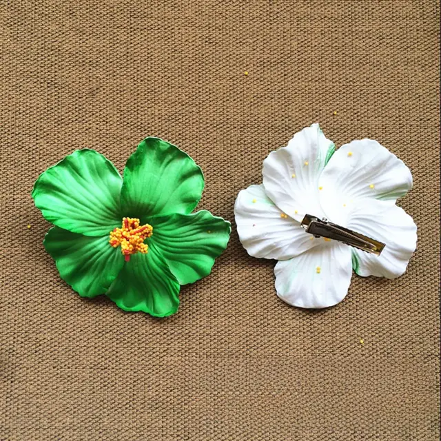 Sweet Seaside Beach Degree Hibiscus Rosa sinensis Flowers Hairpin Side Clip Green - Shop at LoveMi