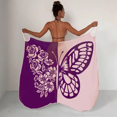 Multiple Wearing Methods Women's Beach Dress Multi color Contrast Color Light Purple - Shop at LoveMi