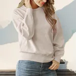 Fashion Casual Round Neck Long Sleeve Women's Sweater - Apricot