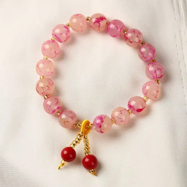 New Accessories Crystal String Beads Ceramic Bracelet Pink Crystal Style - Shop at LoveMi