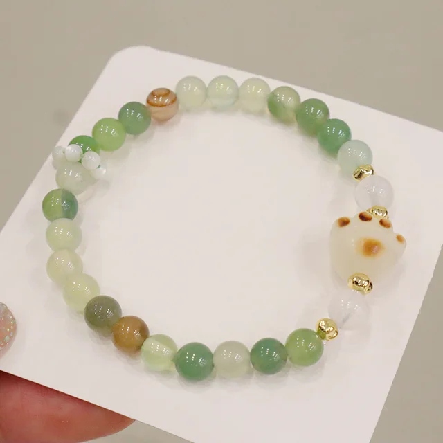 Natural Sunstone Crystal Bracelet Female Cut Surface Advanced Green Agate - Shop at LoveMi