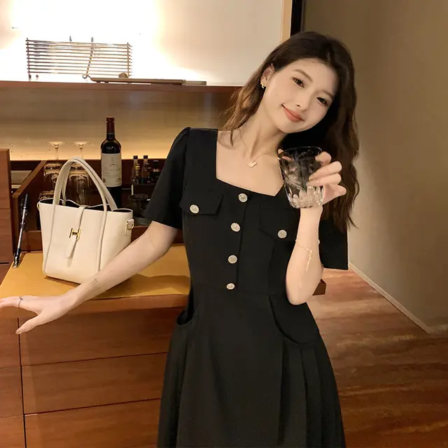 Commuting Fashion Casual Short Sleeve Dress Black - Shop at LoveMi