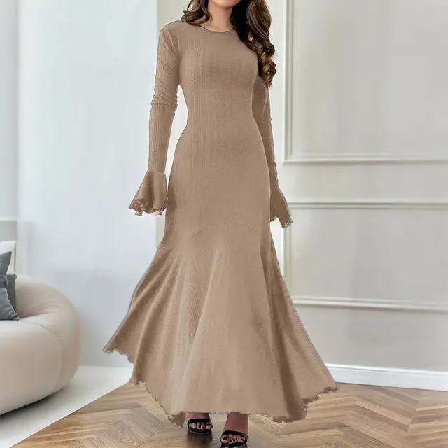 Slim Fit Sweater Long Skirt Dress Women Khaki - Shop at LoveMi