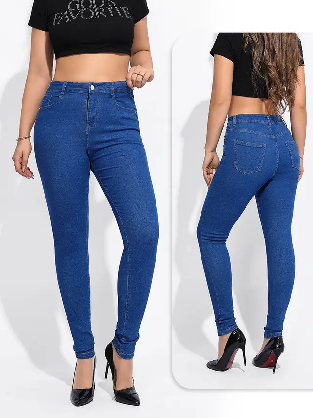 Mid Waist Slim Fit Stretch Black Skinny Tappered Pants Jeans Stretch Blue Stretch - Shop at LoveMi