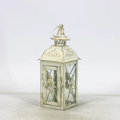 European Style Black White Wrought Iron Floor standing Storm Lantern Tempered Glass Courtyard Decoration White Gold Brush - Shop at LoveMi