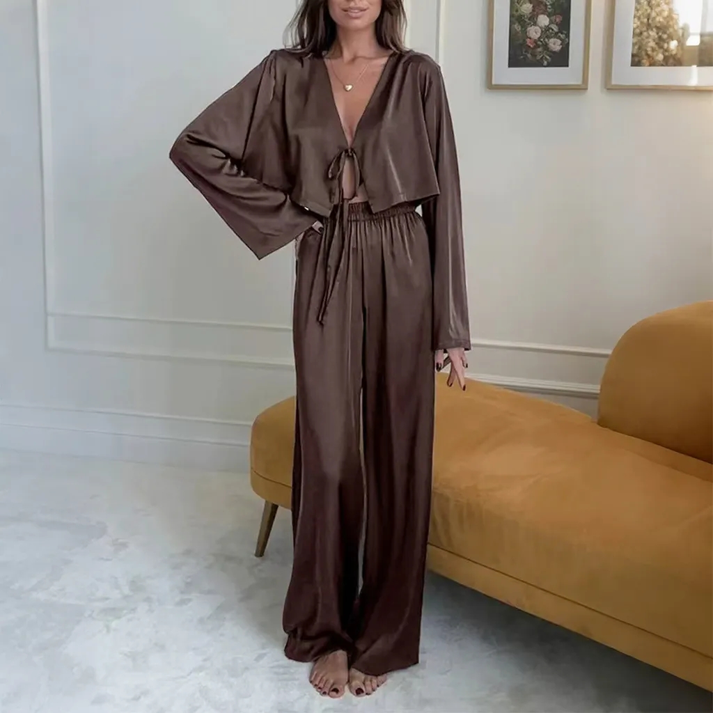 European And American Elegant Long-sleeve Suit Women - Brown