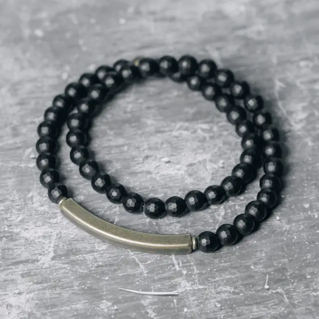 Simple Frosted Cut Black Agate Bracelet For Women Type A - Shop at LoveMi