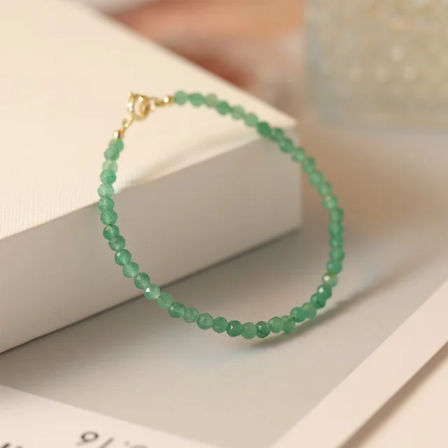 3mm Surface Cutting Beads Aventurine Lucky Beads Very Fine Crystal Retro Style Bracelet Dongling Jade - Shop at LoveMi